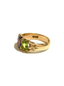 15ct Gold Peridot & Garnet Ring