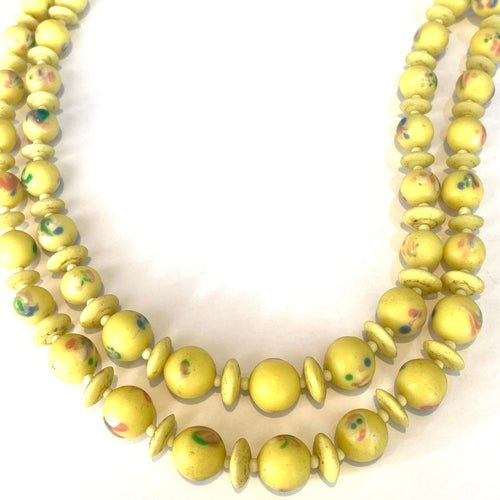 Yellow Beaded Costume Necklace