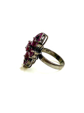 Sterling Silver Black Rhodium Plate Ruby Ring