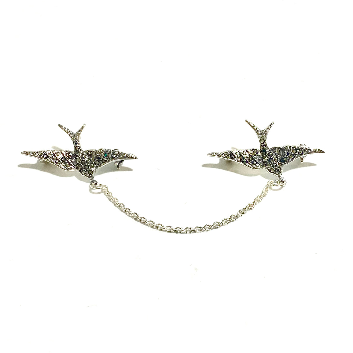 Sterling Silver Marcasite Bird Double Brooch
