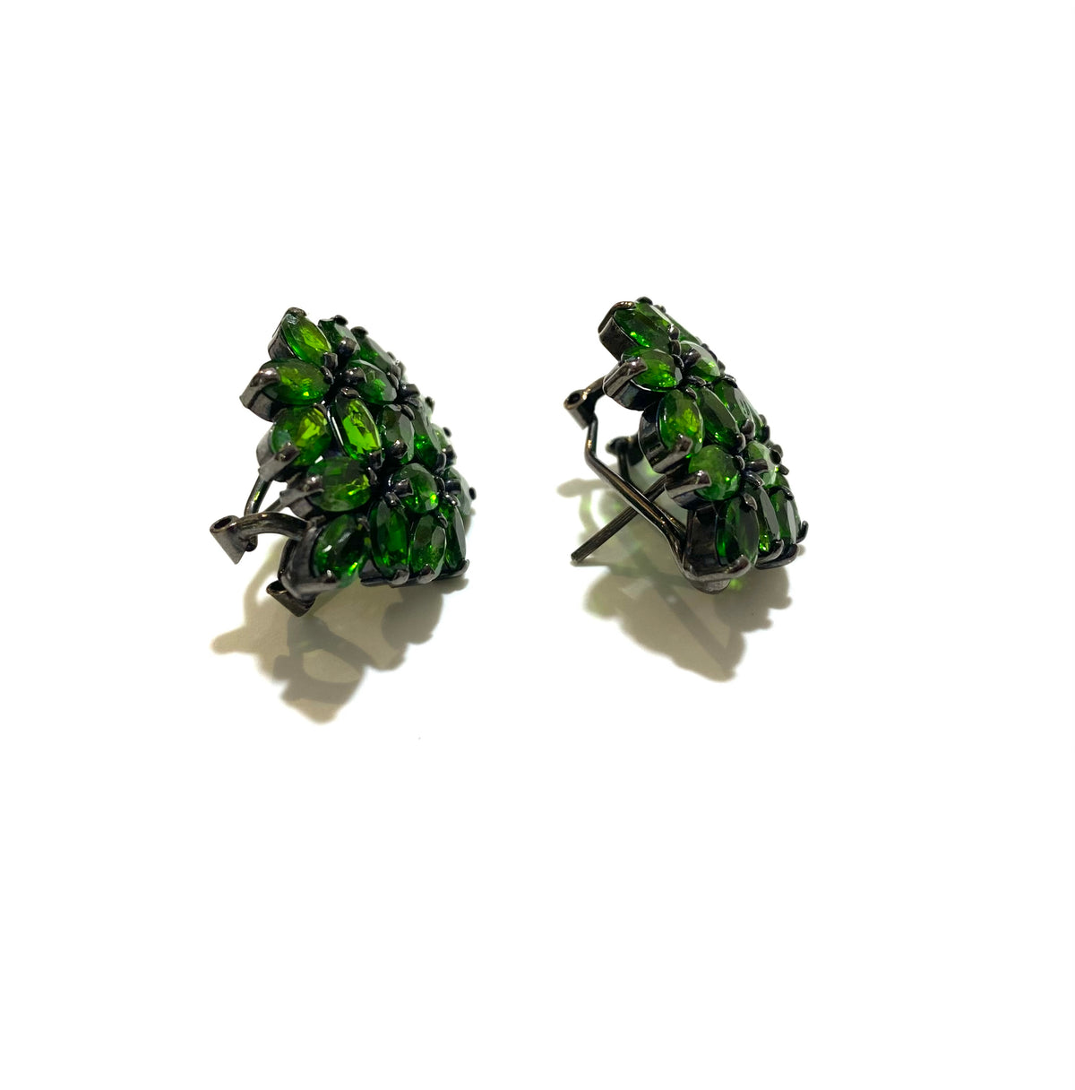 Black Rhodium Plated Sterling Silver and Chrome Diopside Earrings
