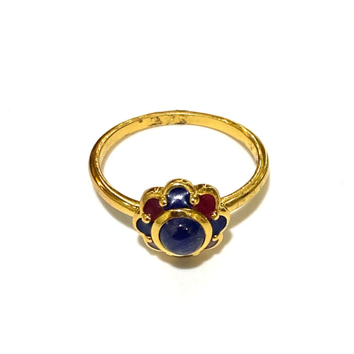 Gemstone and Enamel Flower Ring