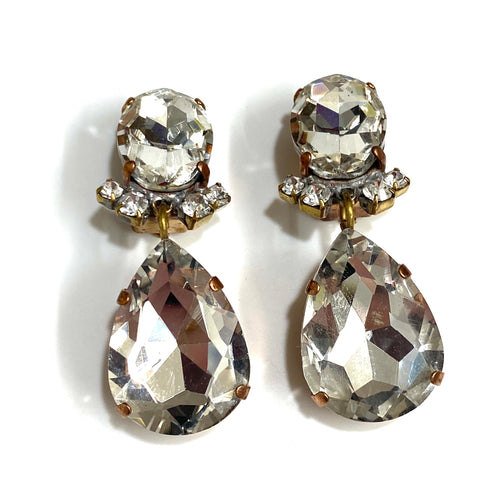 Crystal Clip On Drop Earrings