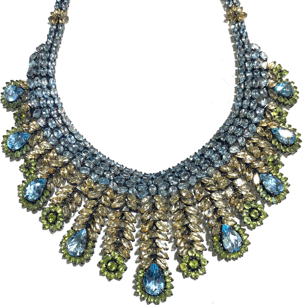 Natural Blue Topaz, Peridot and Citrine Necklace