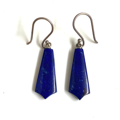 Long Sterling Silver and Lapis Lazuli Drop Earrings