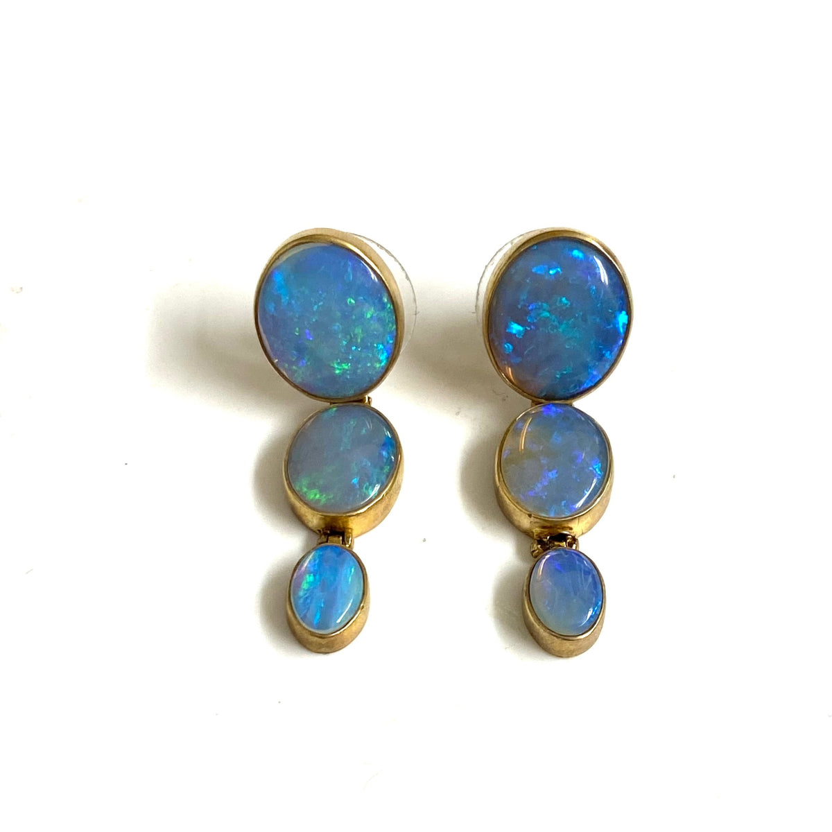 Sterling Silver Gold Plate Opal Earrings