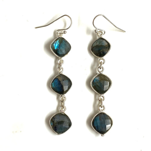 Sterling Silver and Labradorite Drop Earrings