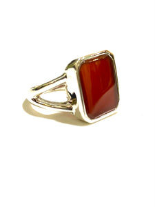 Sterling Silver Carnelian Bezel Set Ring