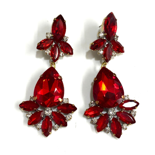 Red Crystal Drop Earrings