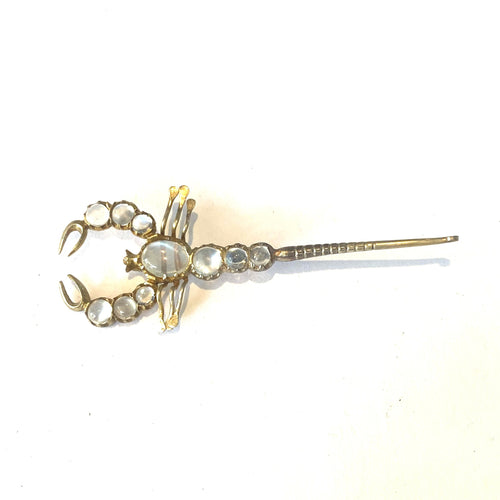 9ct Gold Moonstone Scorpion Brooch