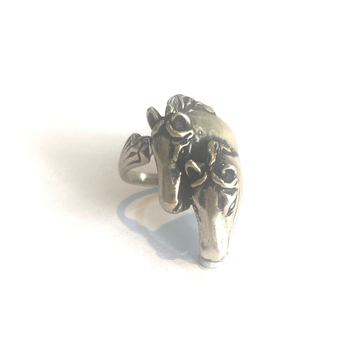 Sterling Silver Double Horse Head Ring