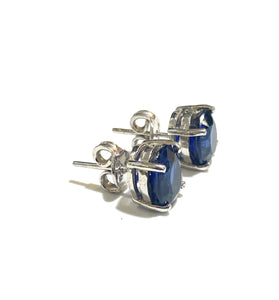 Sterling Silver and Sapphire Stud Earrings