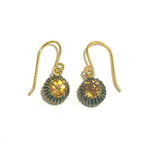 Brass, Citrine and Enamel Earrings