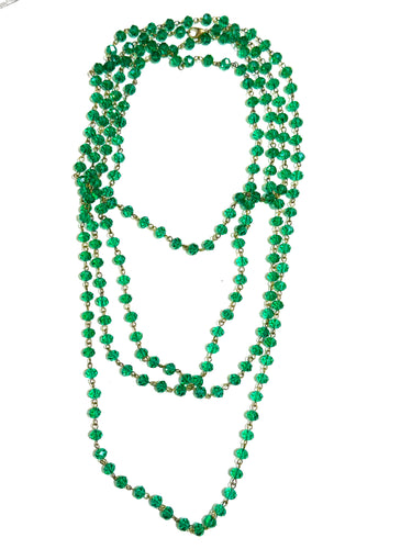 Extra Long Faceted Emerald Crystal Necklace