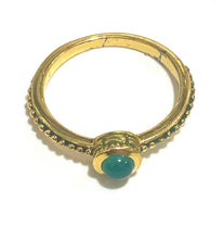 Green Onyx and Brass Gold Plate Ring