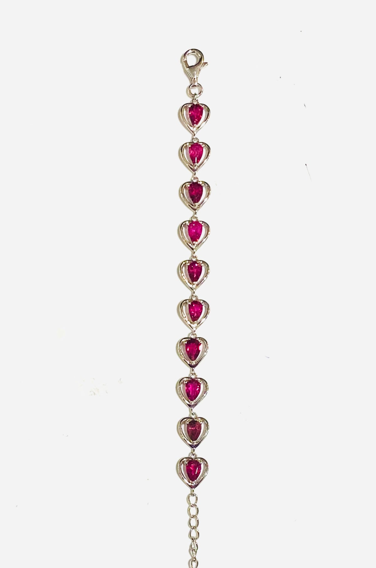 Sterling Silver Pink Tourmaline Heart Bracelet
