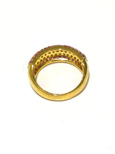 Sterling Silver Gold Plate Pink Sapphire and Tsavorite Garnet Ring