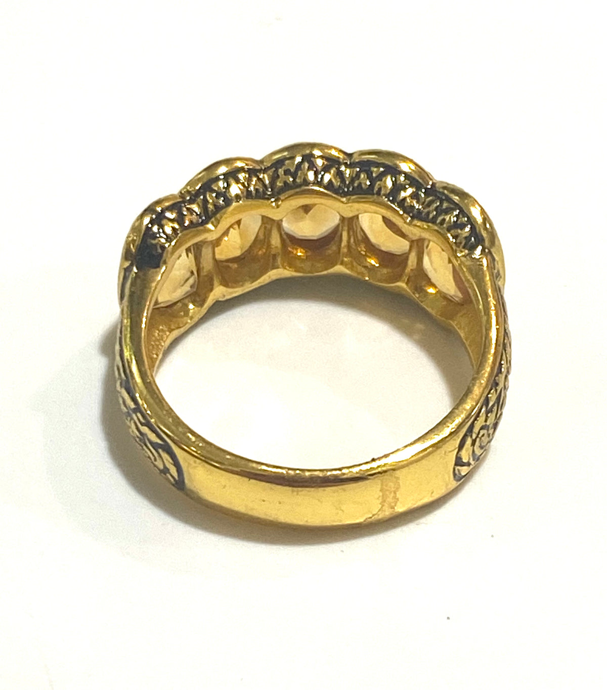 Sterling Silver Brass, Citrine and Enamel Ring