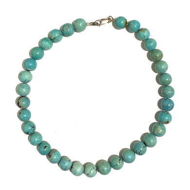 Natural Round Turquoise Beaded Collar Length Necklace