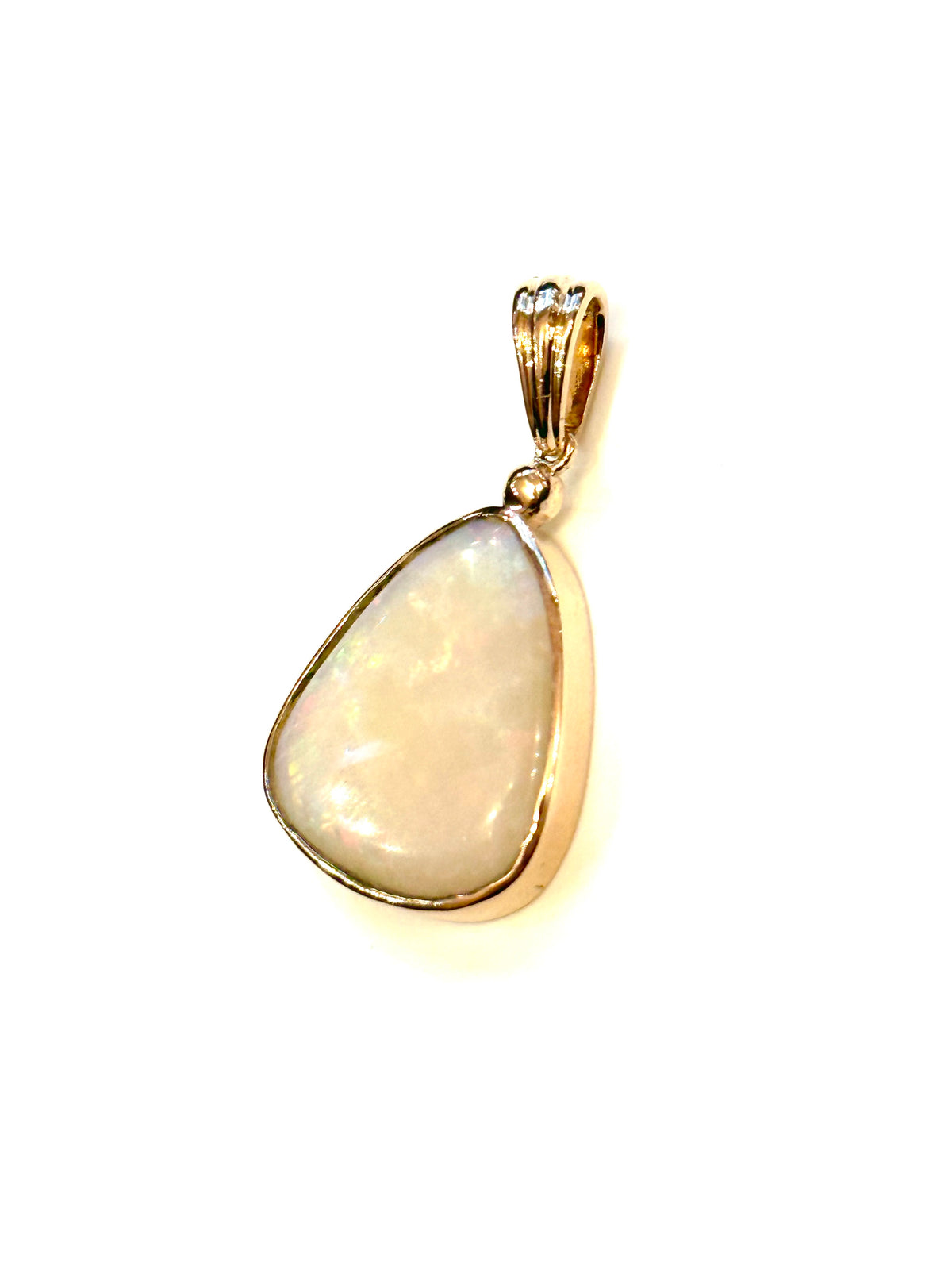 9ct Gold Large Solid Semi Black Australian Opal Pendant