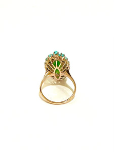 9ct Rose Gold Turquoise and Jadiete Ring