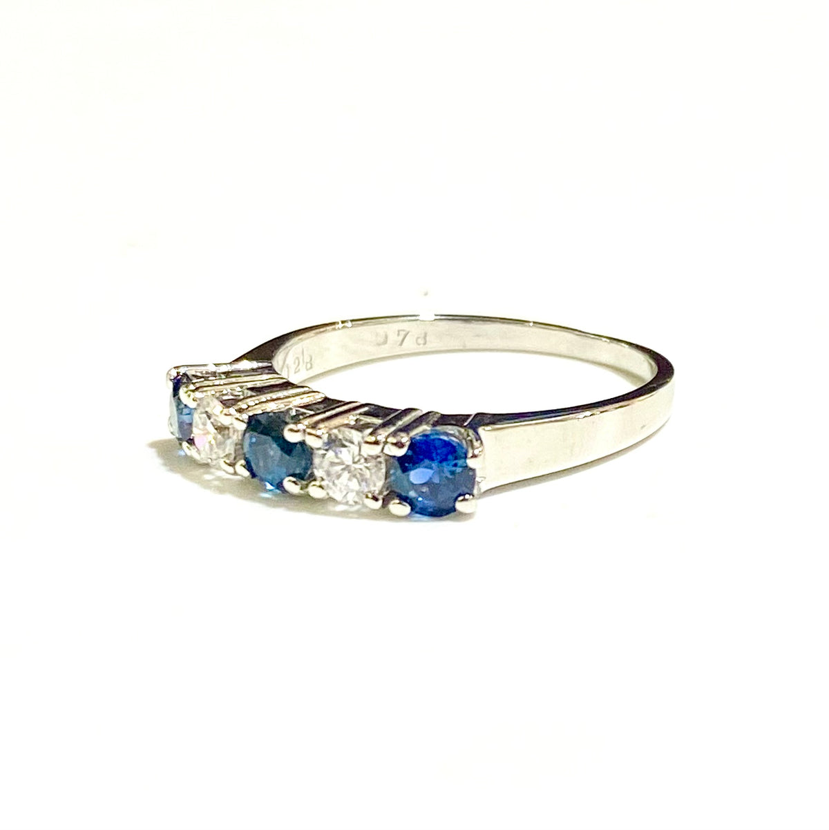 18ct White Gold Sapphire and Diamond Bridge Ring