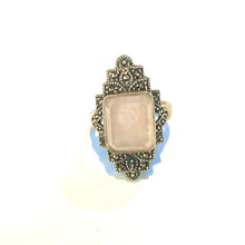 Sterling Silver Rose Quartz and Marcasite Ring