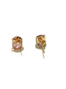 14ct Gold Pink Tourmaline Stud Earrings