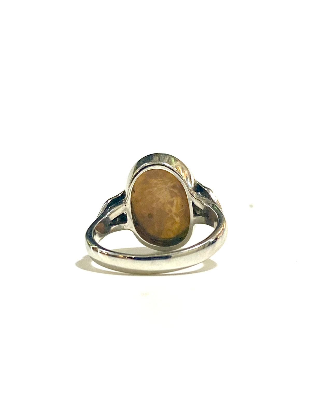 9ct White Gold Solid Opal and Diamond Ring