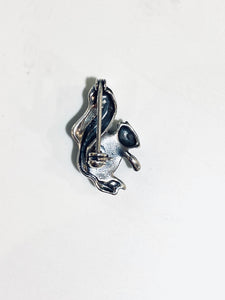 Sterling Silver Onyx Marcasite Squirrel Pin