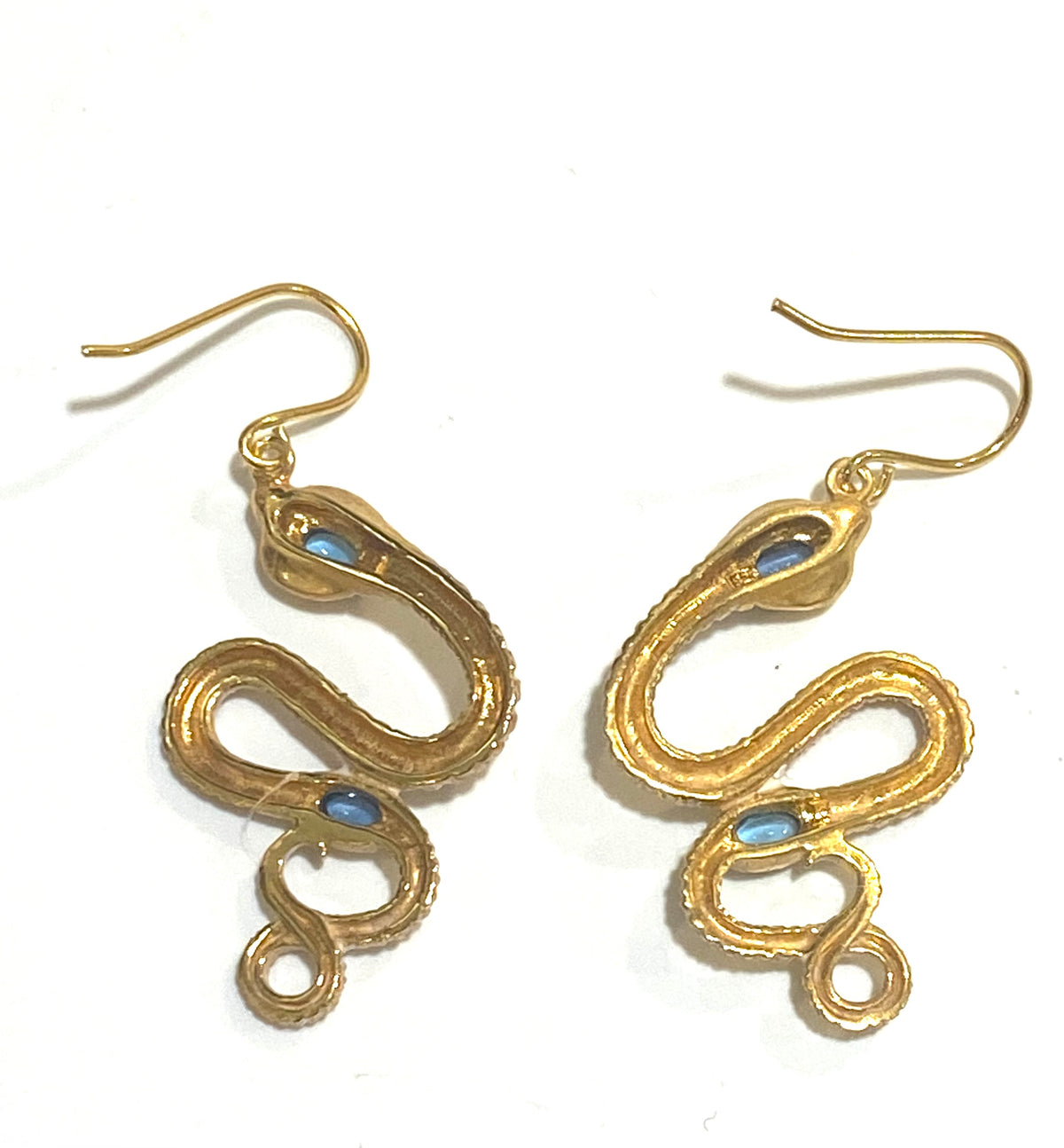 Topaz, Brass and Enamel Snake Earrings