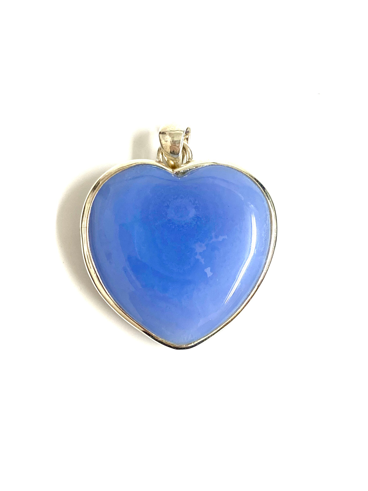 Sterling Silver Blue Chalcedony Heart Pendant