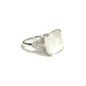 18ct White Gold Moonstone and Diamond Ring