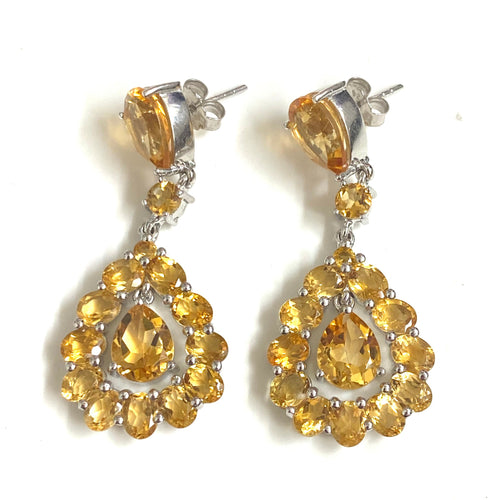 Sterling Silver Citrine Drop Earrings