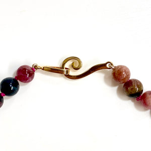 8mm Round Multi Coloured Tourmaline Beaded Necklace