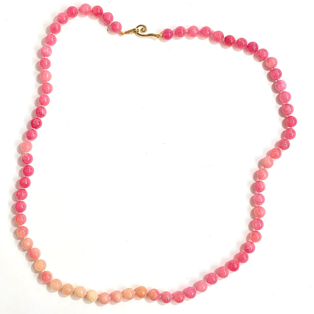 Round Strawberry Agate Beaded Necklace