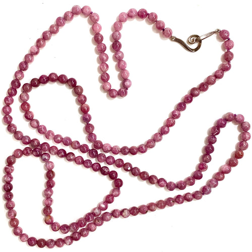 Natural Pink Rhodonite Beaded Necklace