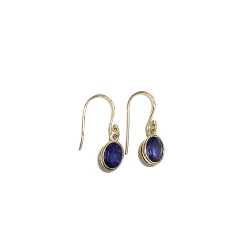 Sterling Silver Oval Iolite Earrings