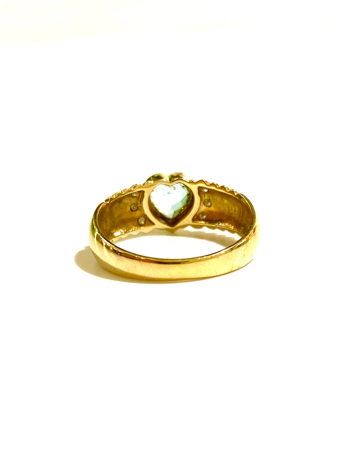 9ct Gold Blue Topaz and Diamond Heart Ring