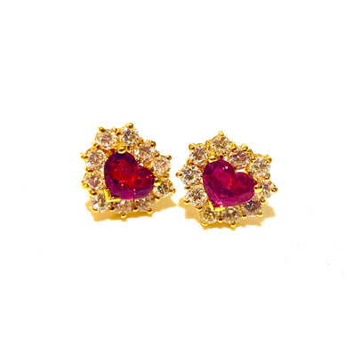 18ct Yellow Gold Ruby and Diamond Stud Earrings