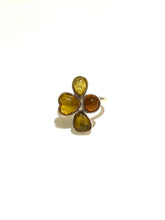 Sterling Silver Honey Amber Flower Ring