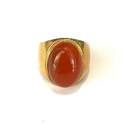 Sterling Silver Gold Plate Cabochon Carnelian Ring