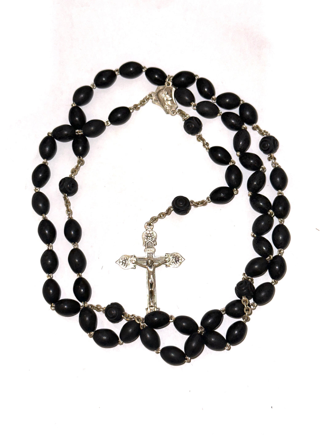 Wooden Beaded Rosary with Sterling Silver Cross