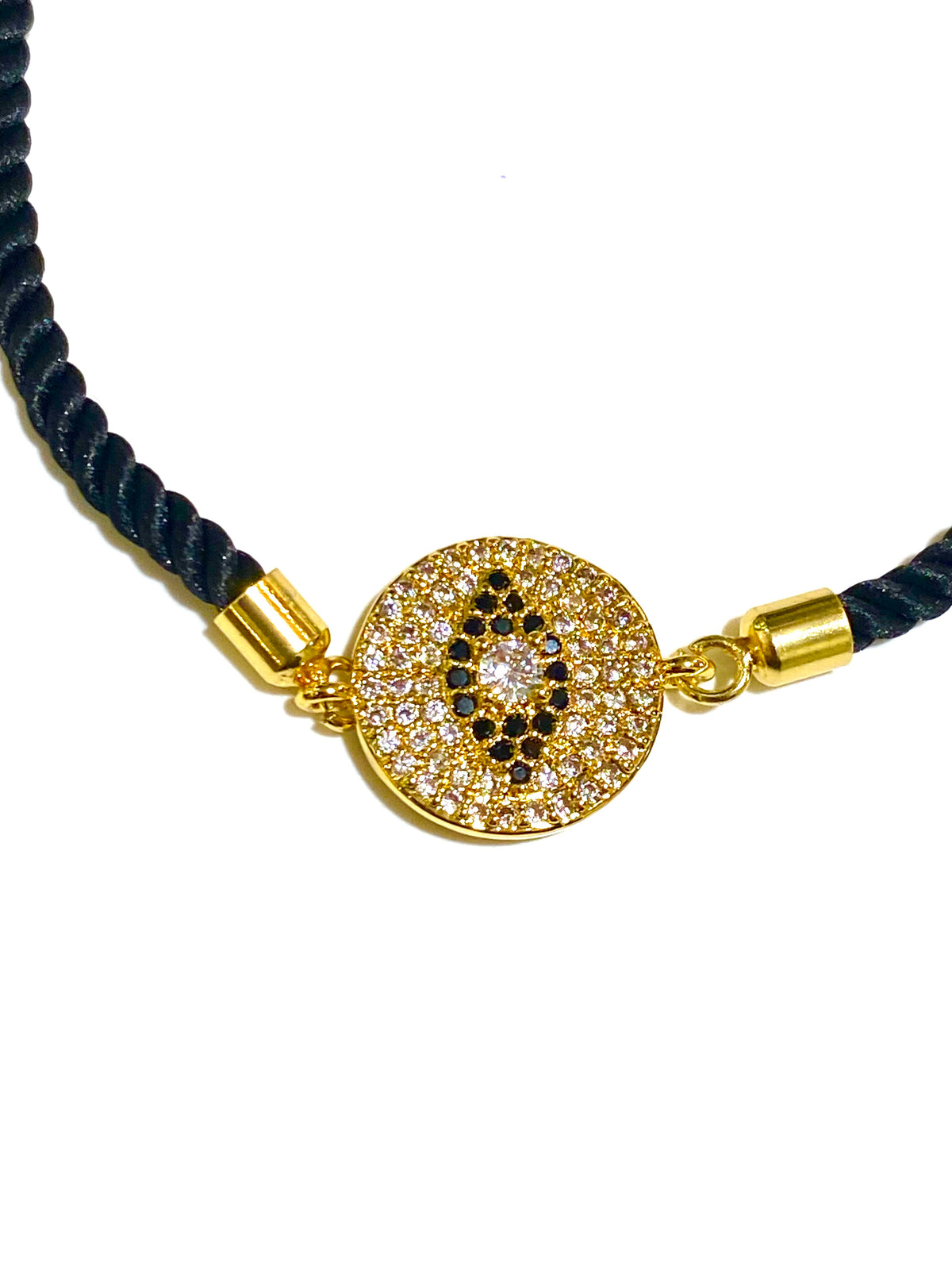 Adjustable Cubic Zirconia Evil Eye String Bracelet
