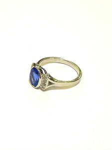 9ct White Gold Tanzanite and Diamond Ring