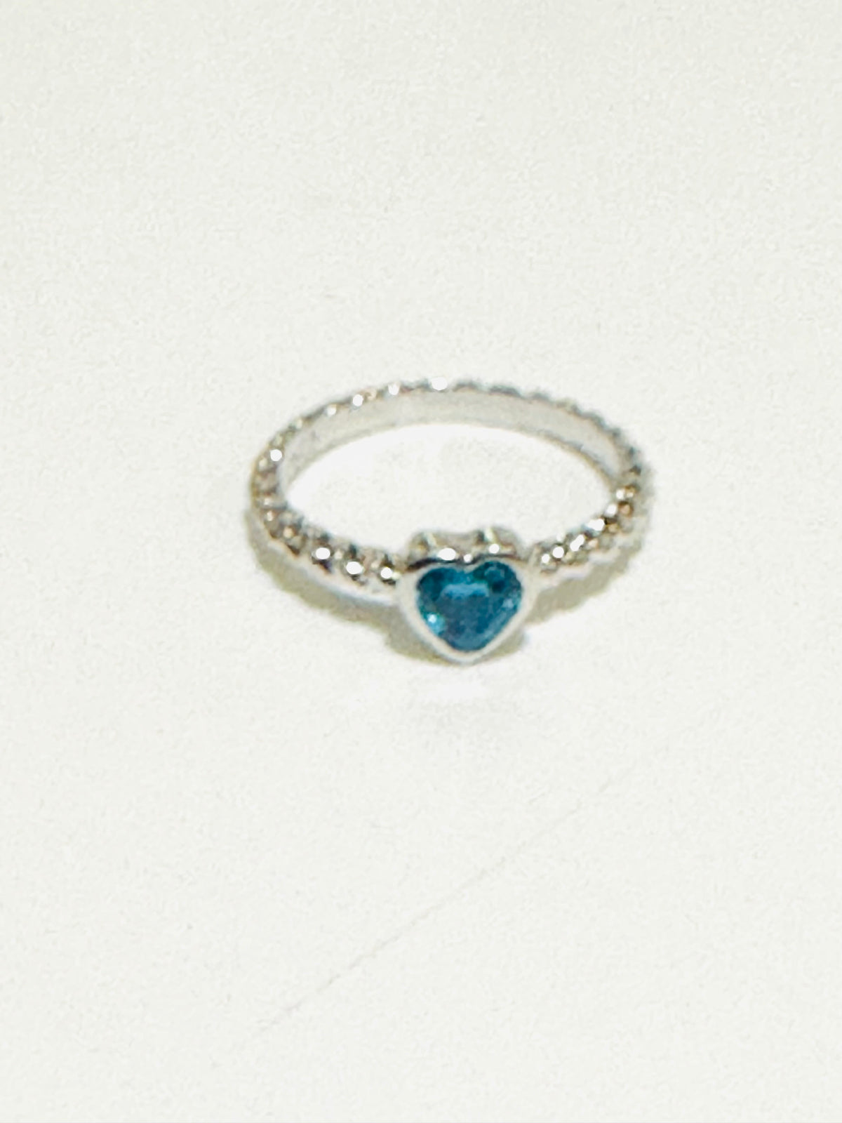 Sterling Silver Heart shaped Gemstone set Rope Patterned Band