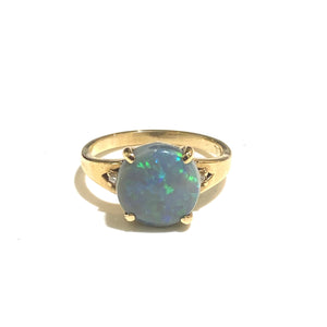 9ct Gold Diamond and Solid Opal Ring