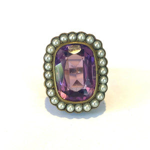 9ct Gold Amethyst and Pearl Ring