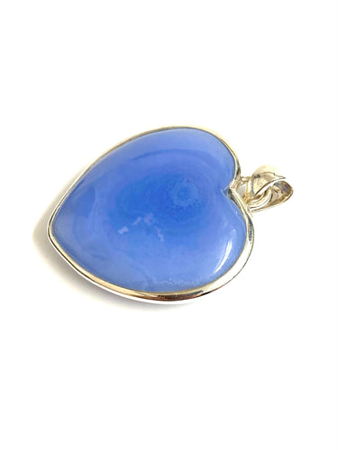 Sterling Silver Blue Chalcedony Heart Pendant