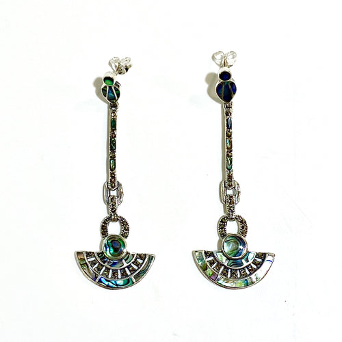 Sterling Silver Marcasite and Abalone Shell Earrings